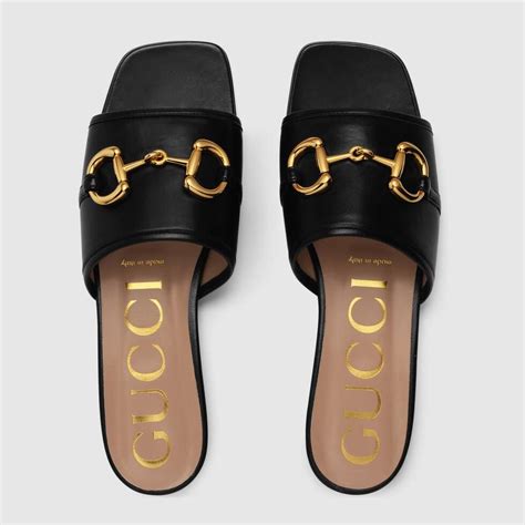 gucci women's pursuit horsebit leather slides|Women's Horsebit platform sandal in black leather.